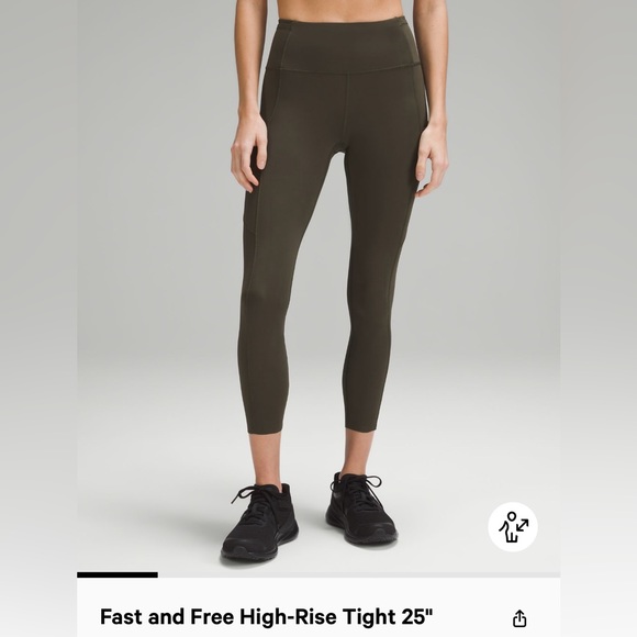 lululemon athletica Pants - Lululemon FAST AND FREE TIGHT II 25" *NON-REFLECTIVE NULUX Dark Olive 12